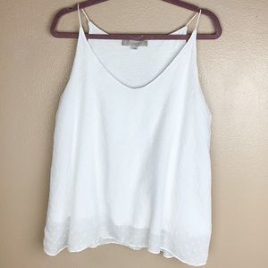 Loft White Flowy Dot Tank, Size Medium
